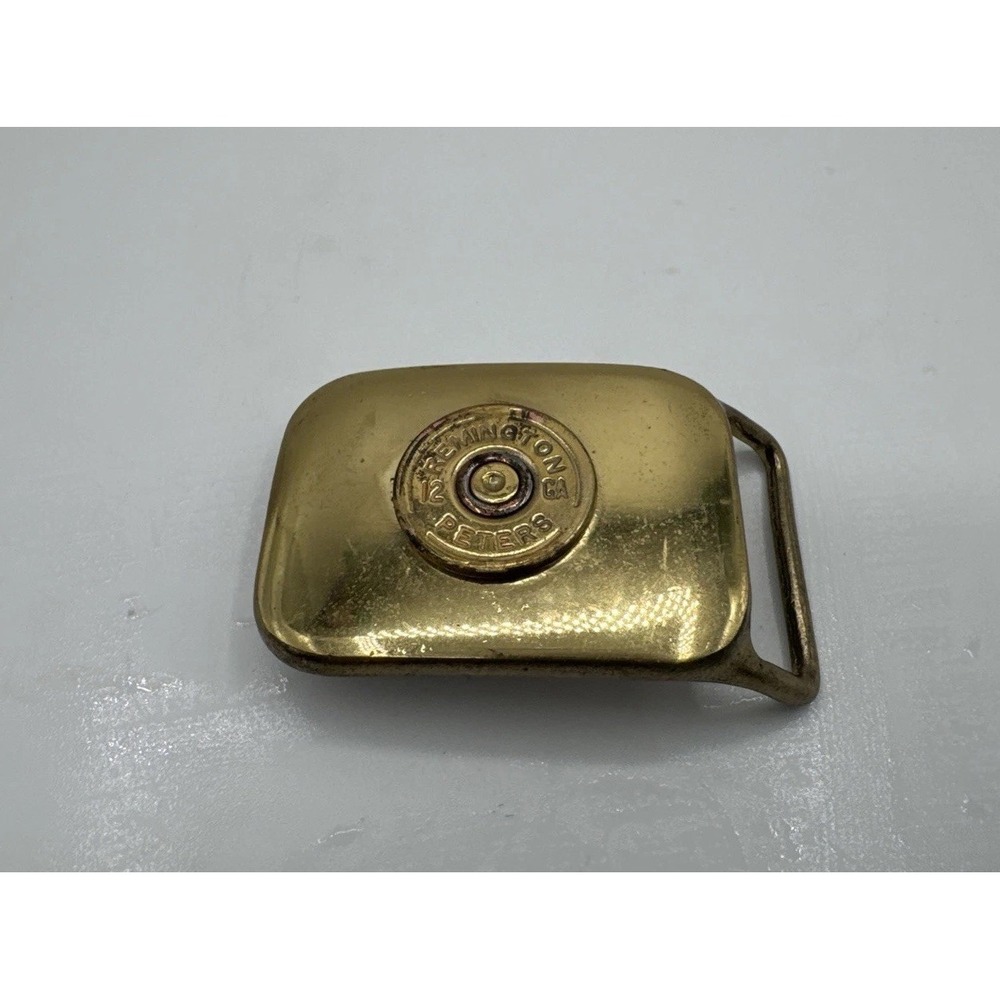 Vintage Remington Peters 12 GA Shotgun Shell Solid Brass Belt Buckle USA